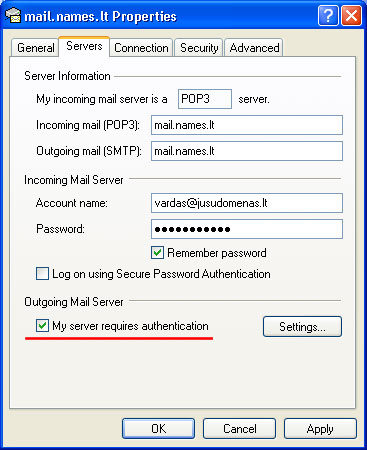 E-mail setup OUTLOOK EXPRESS 6