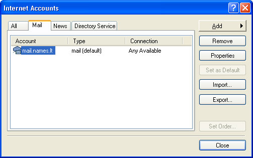 E-mail setup OUTLOOK EXPRESS 6