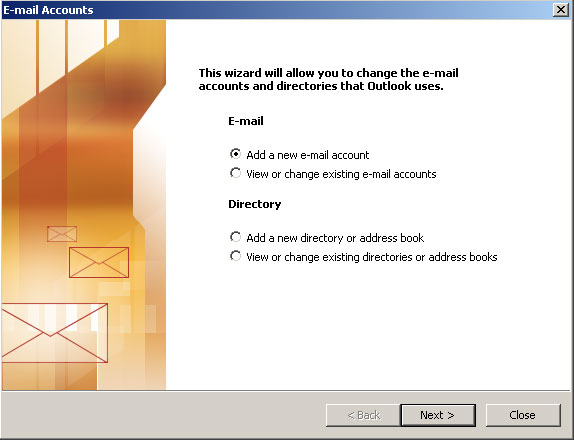 E-mail setup MS OUTLOOK