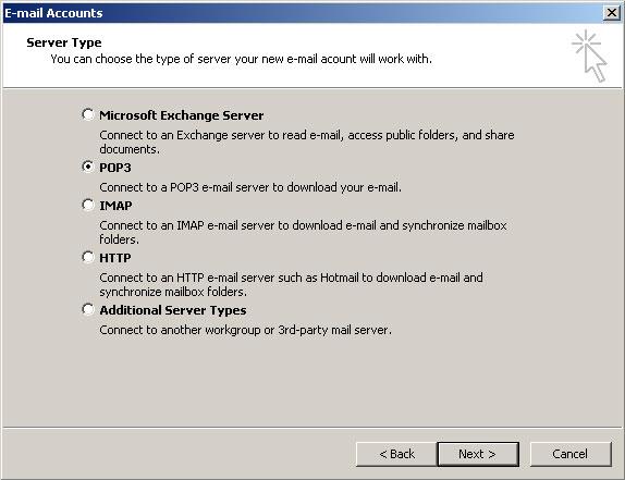 E-mail setup MS OUTLOOK